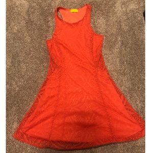 Coral Pink Racerback Lace Dress, Side Lace Cutouts